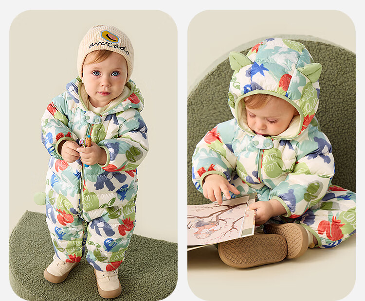 Minibala Bala Waterproof Baby Down Jumpsuit Winter Unisex Toddler Outdoor Warm Down Romper Crawling Suit 7