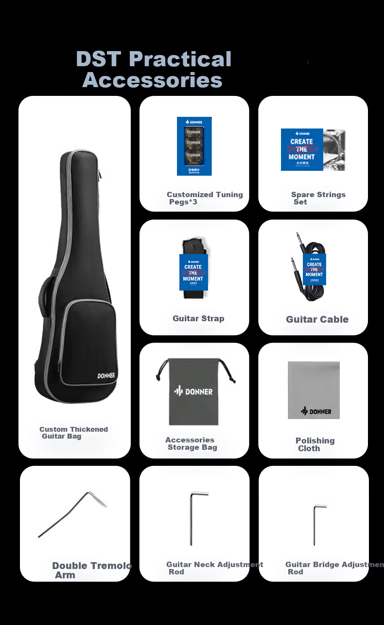 DONNER DST 550 Electric Guitar for Beginners, Intermediate Level, Adults, Men And Women, Electronic Guitar for Rock Music, Tiger Pattern Amber 17