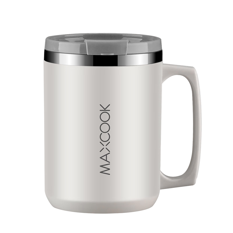 MAXCOOK 304 Stainless Steel Mug Home Office Coffee Brewing Cup with Straw High Cool Gray MCB2467