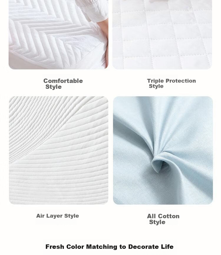 Wangyiyanxuan Mattress Protector, 3-Layer Standard Class A Antibacterial Waterproof Mattress Pad, 150×200cm, White Fitted Sheet Style 18