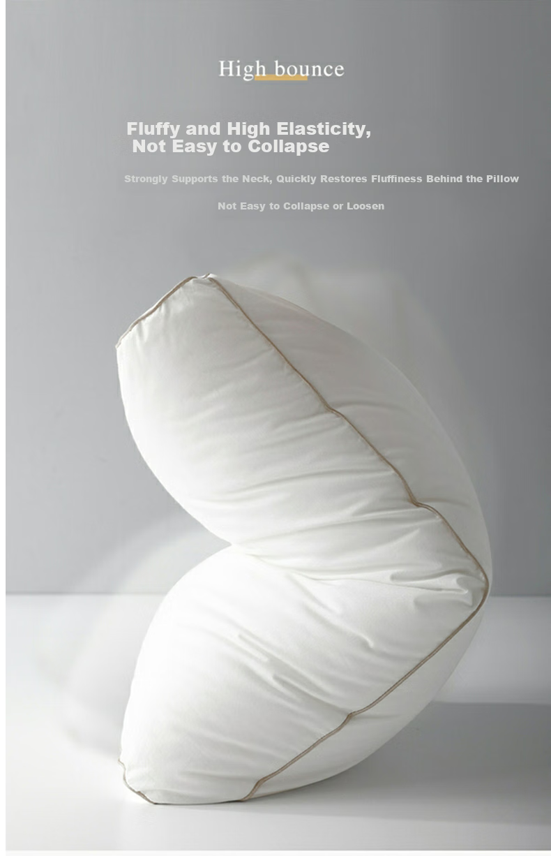 Shuixingjiafang Pillow Cervical Pillow for Adults Sleeping at Home, Hotel Pure Cotton Antibacterial High-Elasticity Pillow Core Single Medium Pillow 48×74cm 8