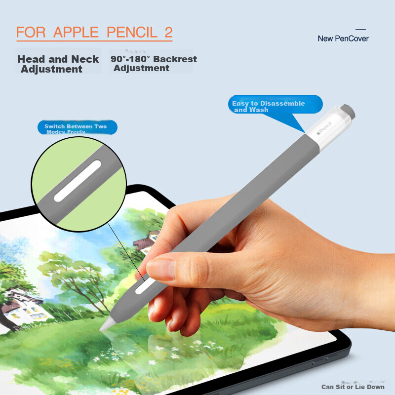 Aolang Compatible Apple Pencil Case for Apple IPad 2nd Generation Capacitive Stylus Case with Magnetic Charging, Silicone Tip Protection, Ultra-Thin Shockproof Soft Shell Upgraded Version - Starry Gray