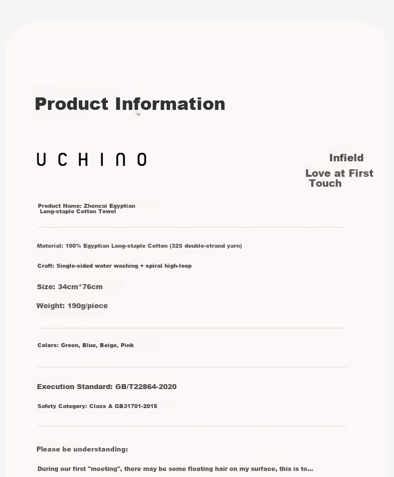UCHINO Egyptian Long-Staple Cotton Face Towel, Class A Thickened Soft Absorbent Washcloth, Senna Face Towel, Blue 11