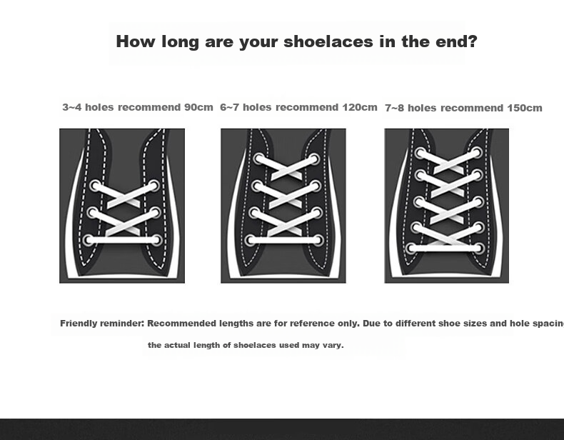 Nanjiren 3 Double Sports Shoe Laces, Casual Coconut Elastic Basketball Flat Men's Leather Shoes, Black And White, White, 120cm 8