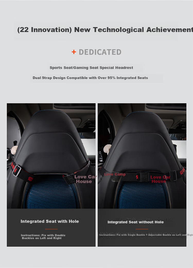Rice Soup Car Headrest And Lumbar Support Integrated Sports Seat, Specialized Double Buckle, BYD Changan BMW Mercedes Neck Pillow 2