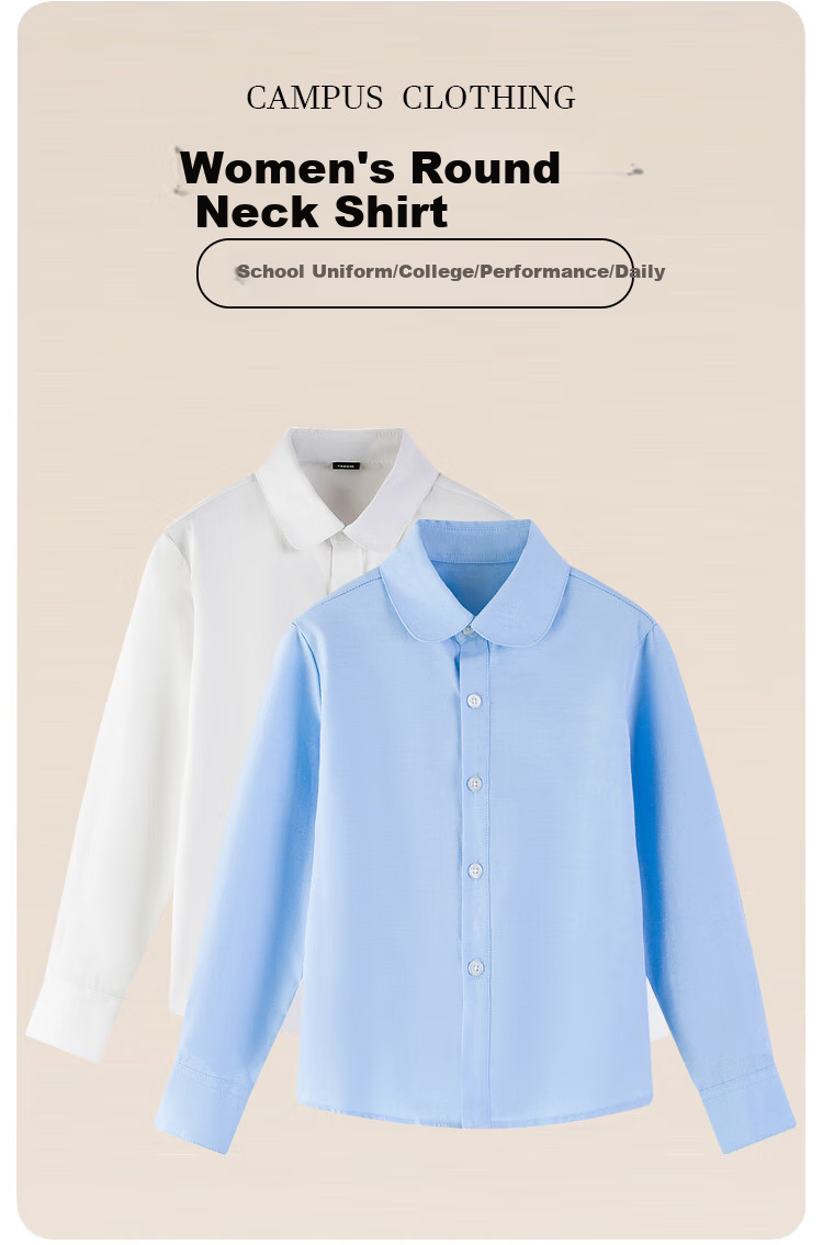 Yinuofang Girls' White Long-Sleeve Round Neck Shirt, Spring And Summer New Style, Student's Day Performance School Uniform, Children's Casual T-Shirt, Loose Fit 2