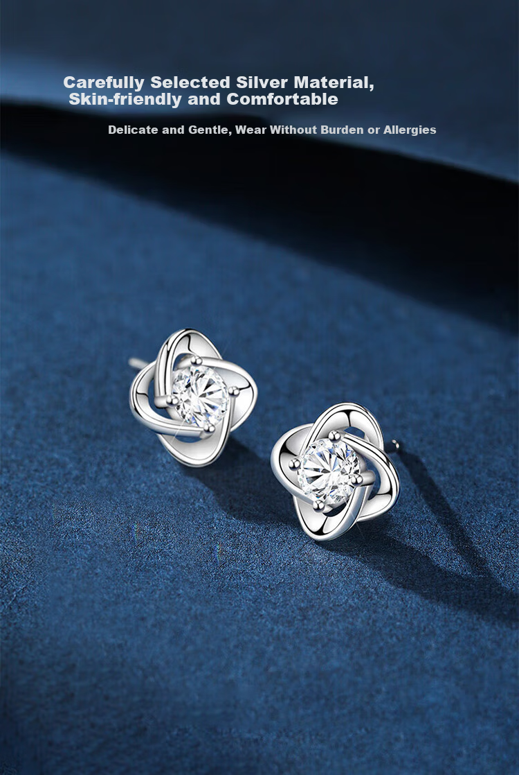 Zhenshangyin China Gold Four-Leaf Clover Stud Earrings, 999 Fine Silver, Ear Jewelry, Gift for Girlfriend on May 20th, Birthday Present, New Style for 2026, Light Luxury 3