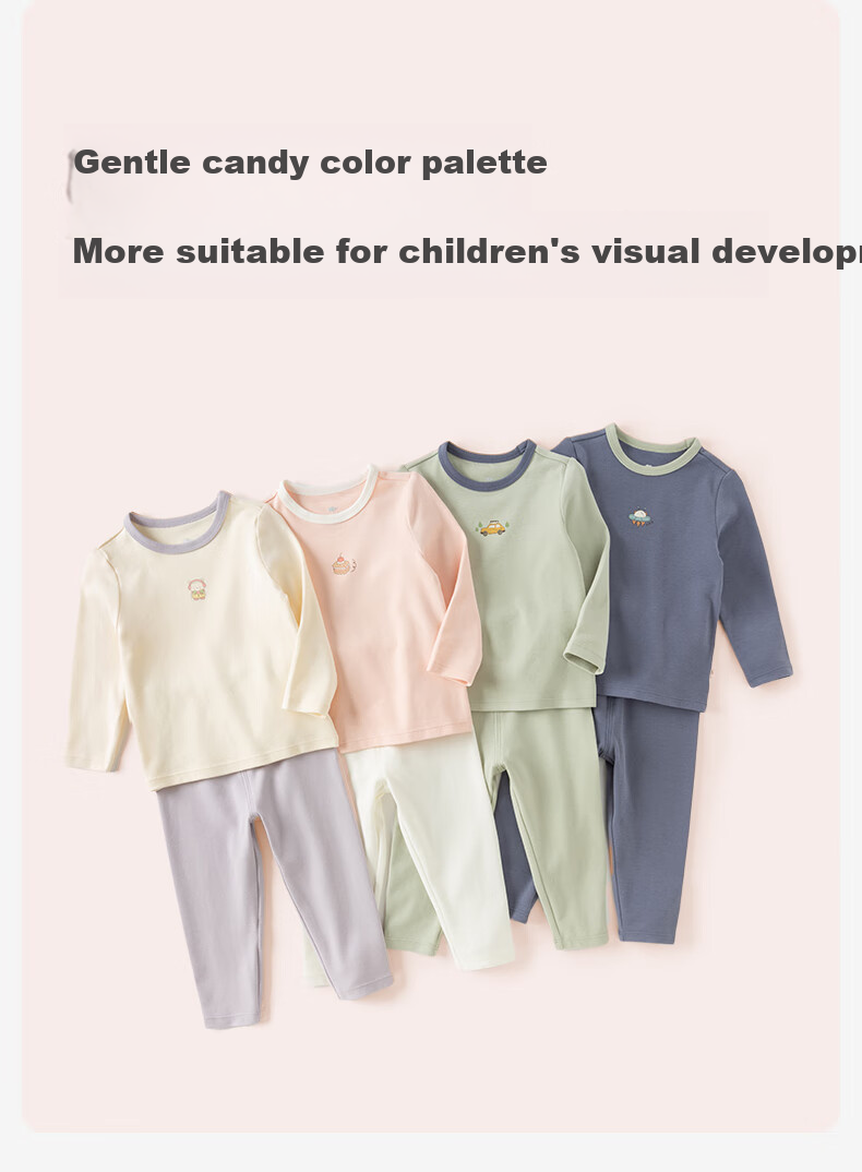 DAVE & BELLA Children's Underwear Set, Boys' Autumn Top And Pants, Girls' Antibacterial Two-Piece Autumn Outfit 8