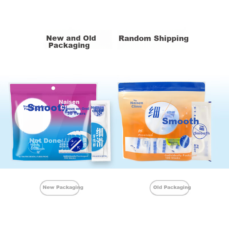 Naisenkelin Fine Smooth Dental Floss Picks, Individually Wrapped Portable Narrow Floss for Oral Care, 100 Pieces * 1 Bag