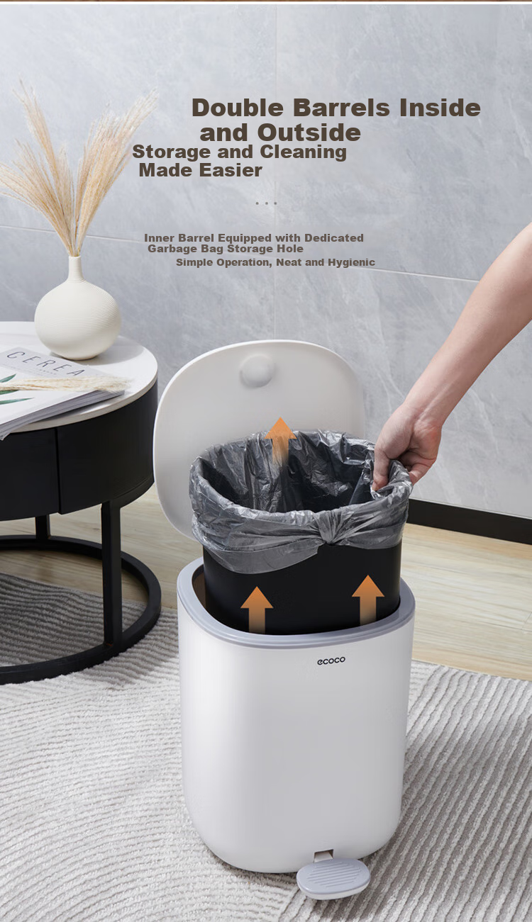 Ecoco Trash Can, 12L Capacity, Home Use, Automatic Bagging, for Bathroom, Living Room, Bedroom, Kitchen, Garbage Bin, E24211 Yellow 8