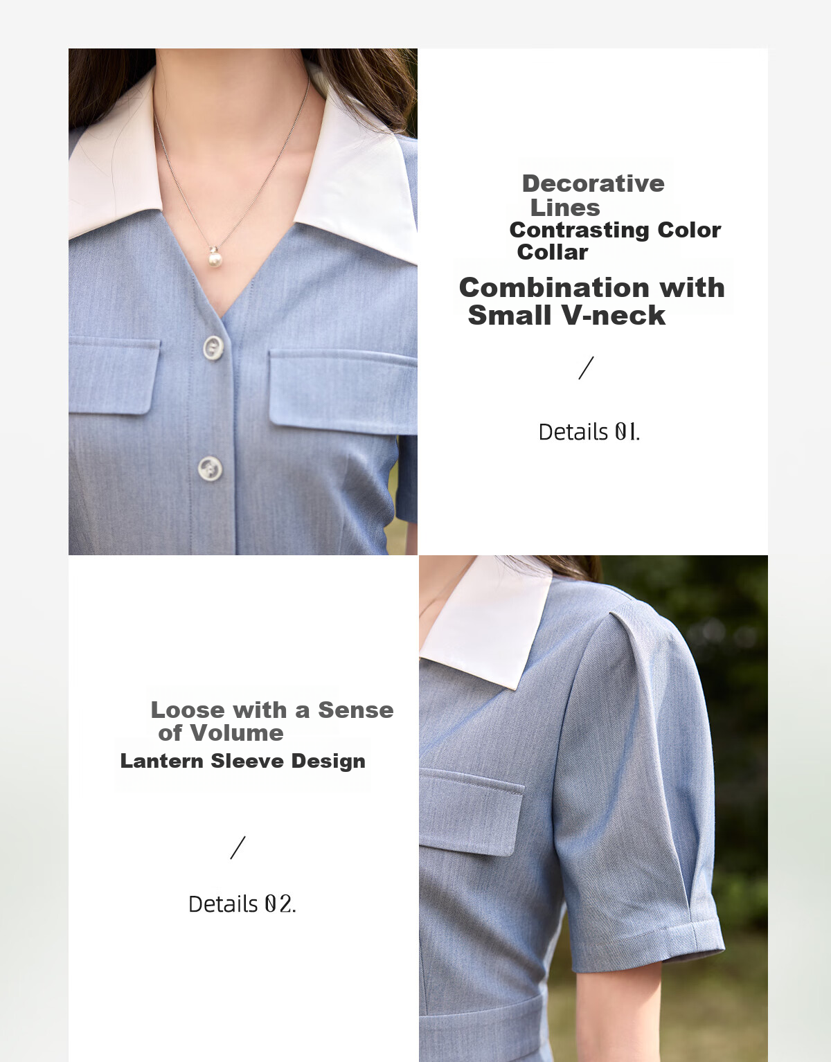 Chushen Summer Short-Sleeve Dress for Women, Retro Color-Block Lapel, Waist-Cinching Slimming, Commuter Casual Dress S52Q036 4