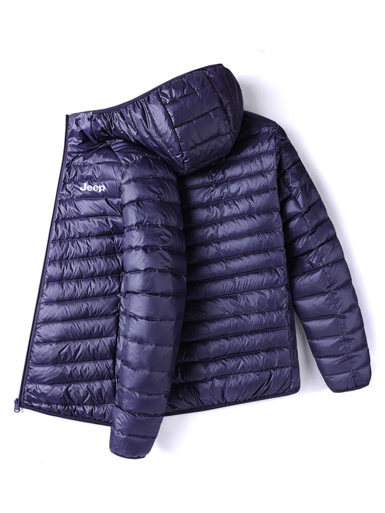 JEEP Men's Autumn Winter Hooded Lightweight Warm Outdoor Sports Versatile Down Jacket Navy Blue L 12