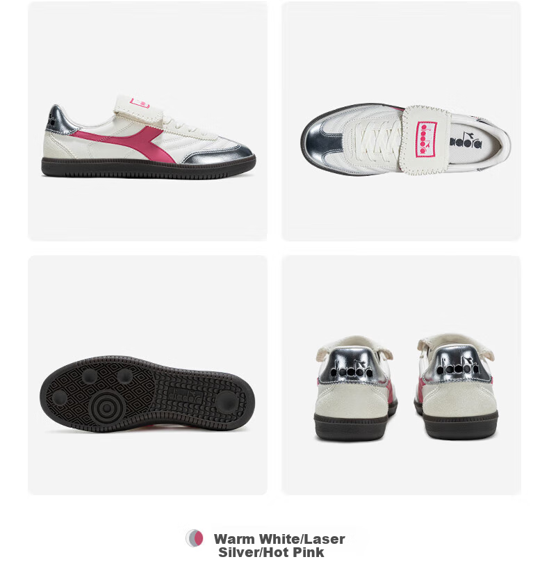 Diadora Women's Flip-Flop Casual Shoes Saunter FC, Suggesting to Order One Size Larger, White/silver/pink, Size 36 10