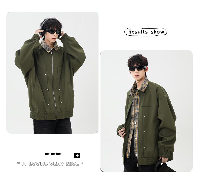 CLOR Men's Autumn Winter Two-Piece Style Casual Plaid Lapel Jacket JK11 Coffee XL 10