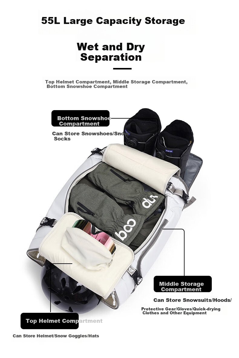 HEAD Ski Backpack, Multifunctional, Large Capacity, Sports Board Bag, 25-26 Snow Season, Carry-On Snow Bag, Cold Resistant to -20°C 9