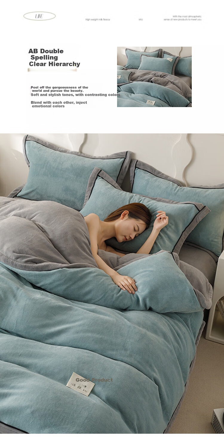 Wuyinliangpin Winter Milk Velvet Duvet Cover, Single Piece, Autumn And Winter Fleece-Lined Coral Velvet Single Quilt Cover, Double-Sided Plush Duvet Cover, 180*220cm 8