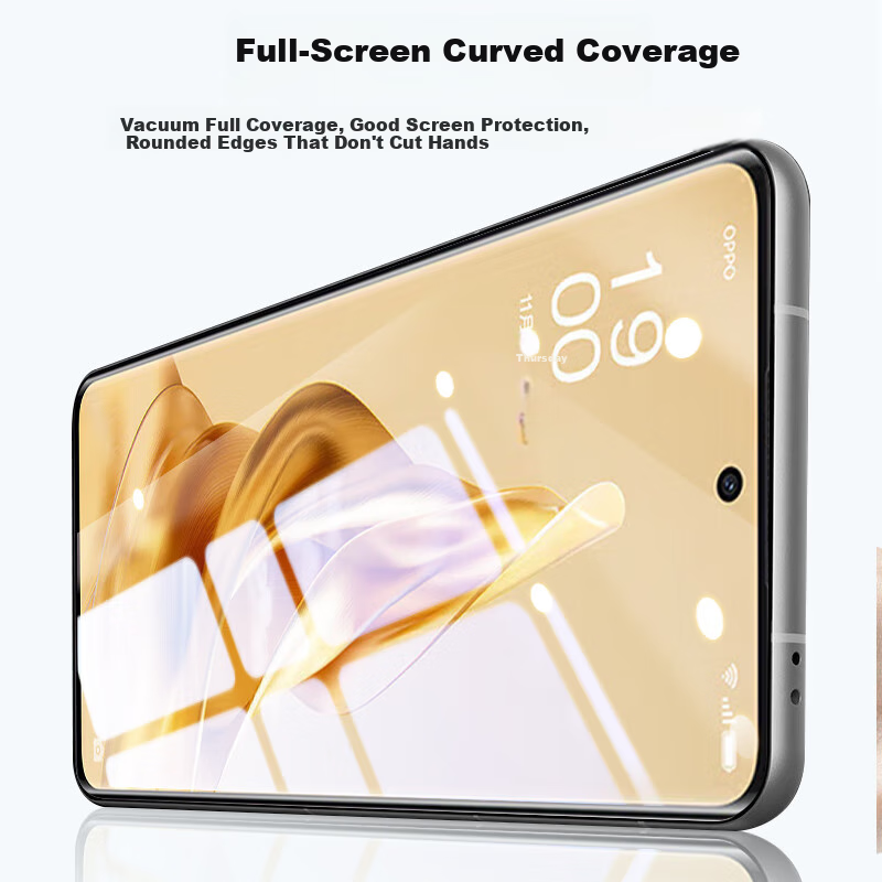 Baozou [Compensation for Defective Products] Tempered Glass Screen Protector for OPPO Reno9, Full Coverage Curved Screen Film for OPPO Reno9 Smartphone, HD Anti-Scratch Anti-Fingerprint Protective Film