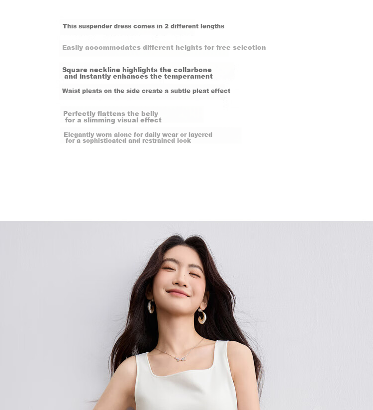 Sentubila Petite Black Square Neck Spaghetti Strap Dress for Women, Summer Elegant Slimming Dress, Concealing Body Shape, Elegant Mid-Length Dress 3