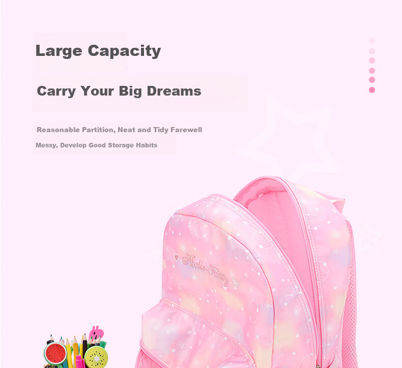 Hello Kitty Backpack for Elementary School Students, Cute Cartoon Backpack for Girls, Children's Schoolbag for Grades 1-3, Cartoon Bag DB96587A Pink 7