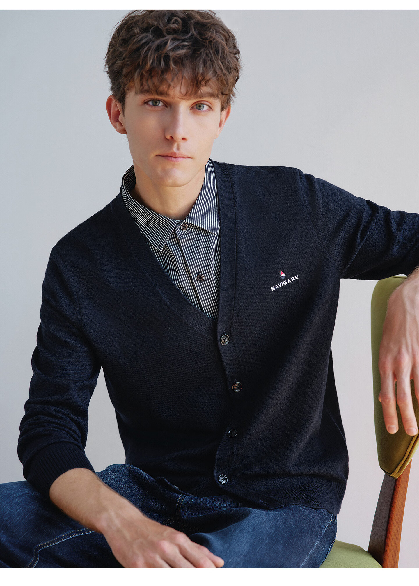 Navikail Italy Small Sailboat 25 Autumn Winter Men's Two-in-One V-Neck Knit Shirt Sweater 1144015305 4