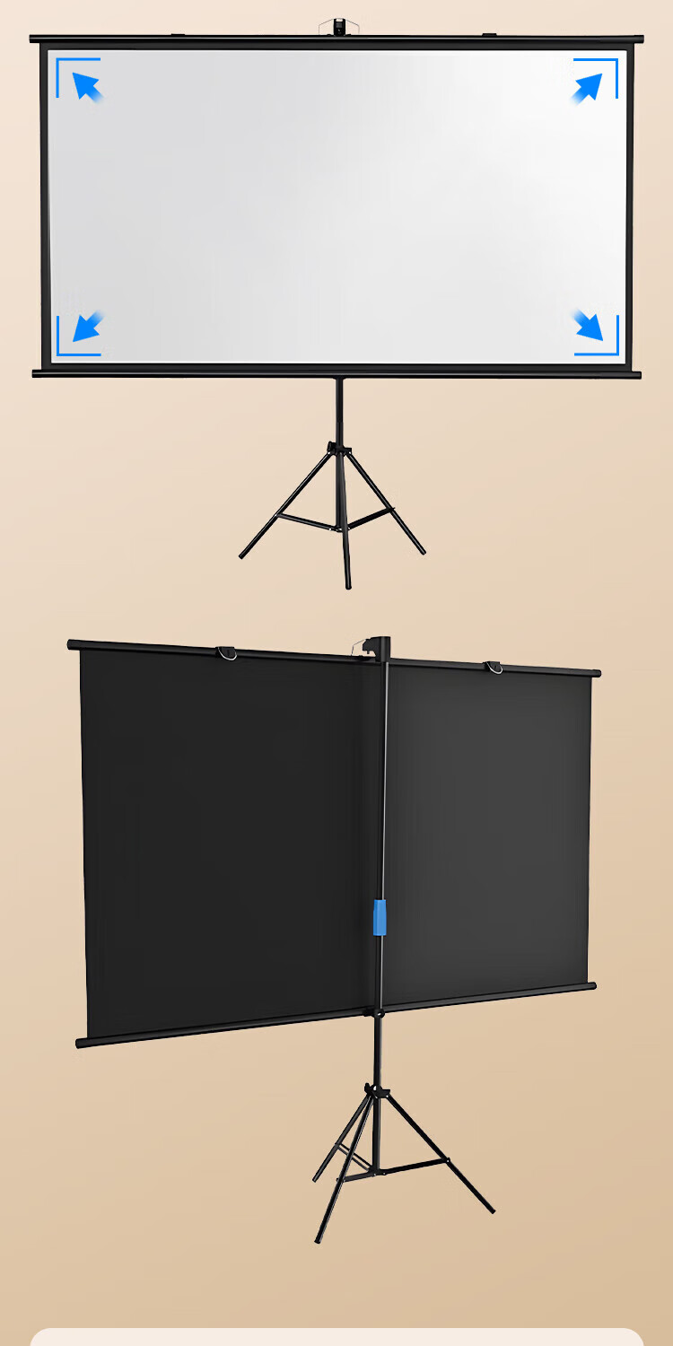 ASKE No-Drill Projection Screen 100 Inch Wall-Mount & Stand Dual-Use White Matte Projector Screen Outdoor Portable Home 16:9 HD Screen Compatible with JmGO, XGIMI, Xiaomi 2