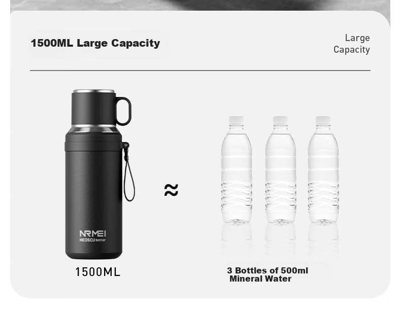 NRMEi Magnetic Insulated Mug, Large Capacity, Men's Tea Infuser, 316 Stainless Steel, Portable, Tea Steeping, Magnetic Pop-Up Thermos Water Cup for Me 17