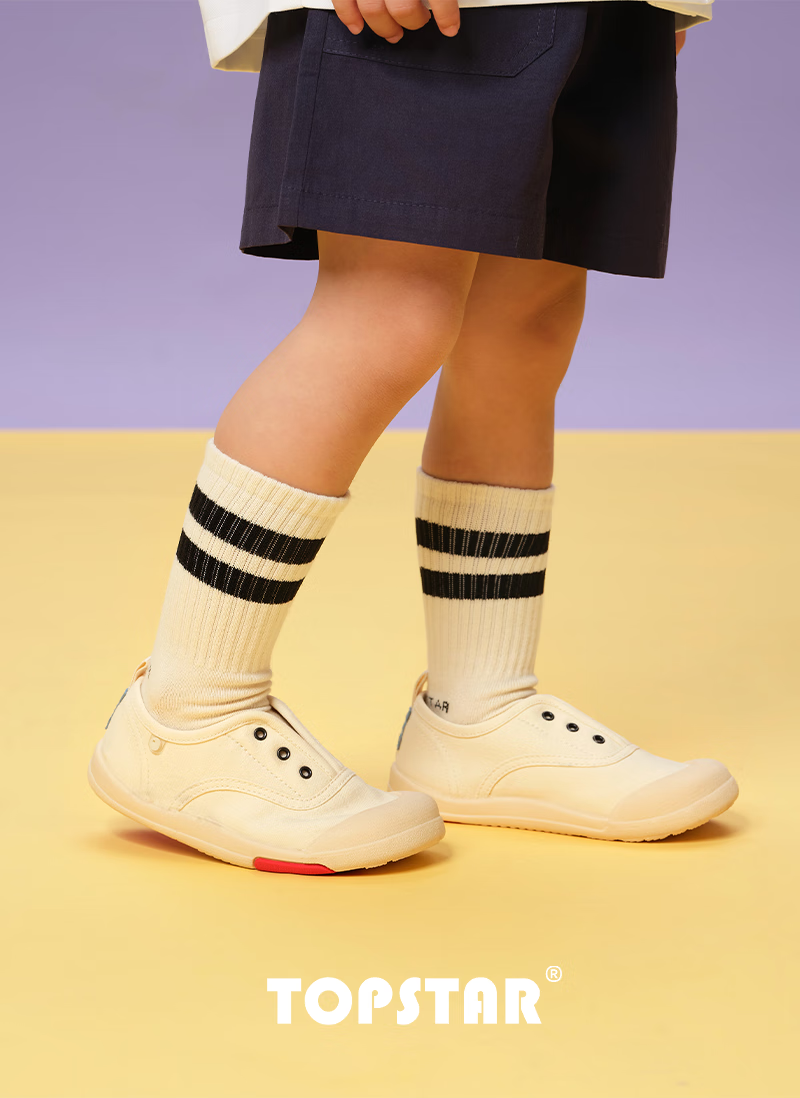 TOPSTAR Kids Canvas Shoes 26 Spring New Girls Kindergarten Indoor Shoes Boys White Soft Sole Sneakers Beige 27 20