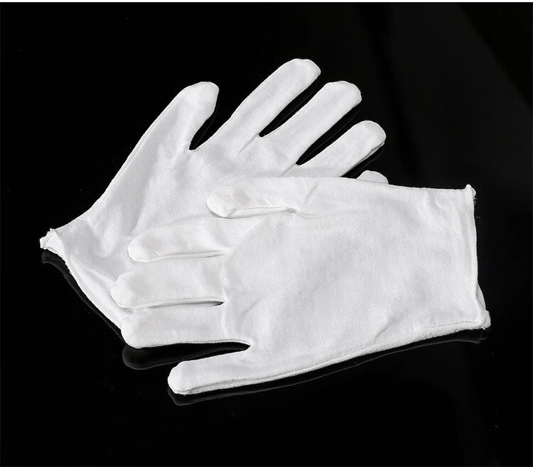 Huipute White Gloves White Etiquette Gloves Labor Protection Pure Cotton Pure Cotton Model - 12 Pairs 1