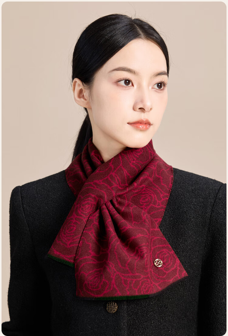 JIUMU Women's Silk Small Scarf Autumn Winter Mulberry Silk Warm Neck Scarf Short Scarf Gift for Women and Moms Gift Box Set 16