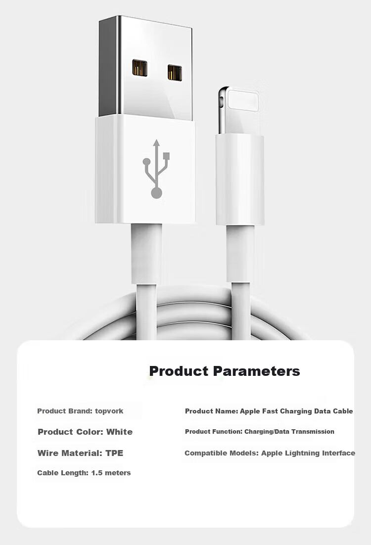 Topvork [2-Pack | Flagship Model 1.5m] Compatible with Apple Data Cable for IPhone14/13/12ProMax/11/Xs/XR/8 Phones And IPad USB Charging Cable 4