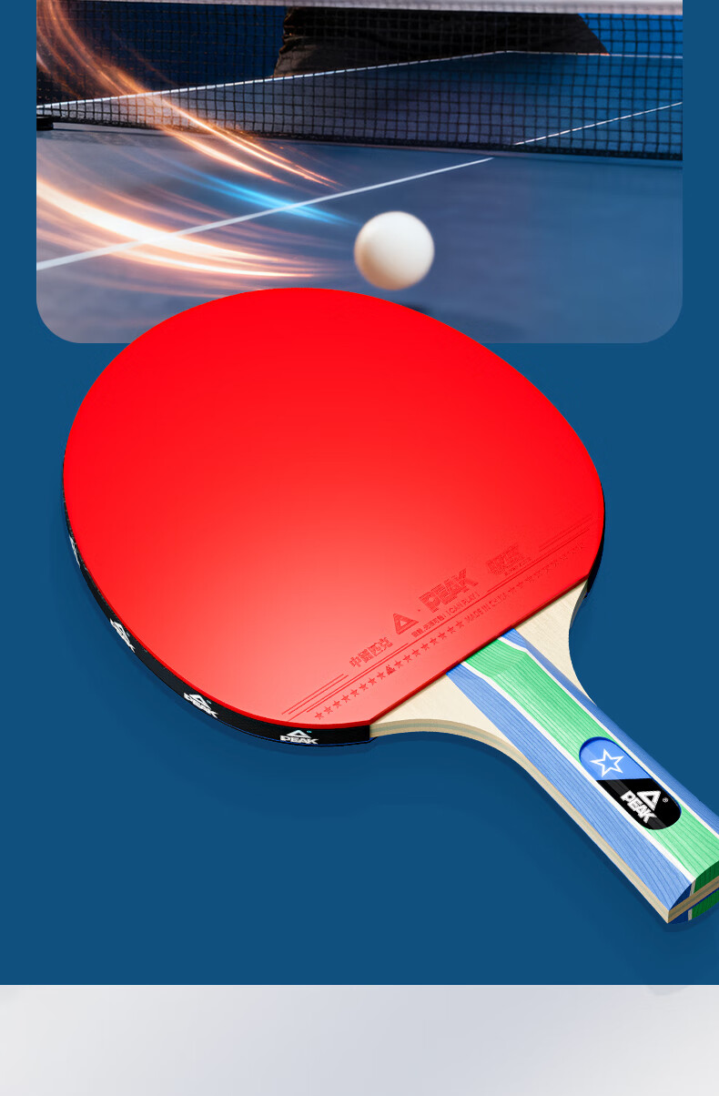 Peak Professional Table Tennis Paddle Penhold Style 3-Star Set Adult Children Practice Black/Red 10