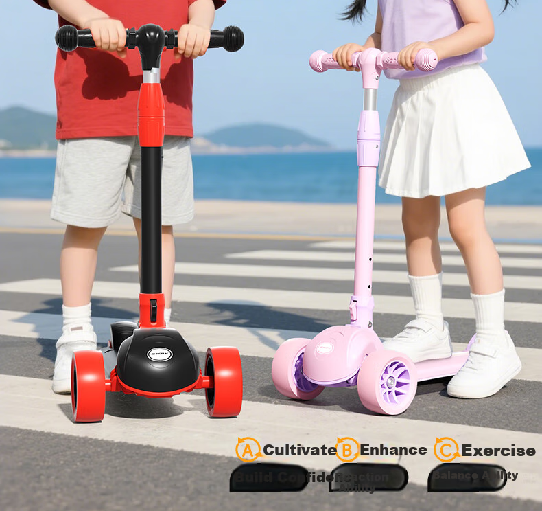 SWAY Scooter for Children 3-6 Years Old, Anti-Rollover, Foldable, Light-Up Wheels, Kids' Kick Scooter 2