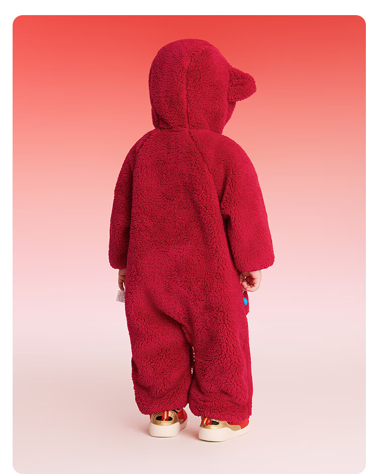 BALABALA 【balaOne】 Baby Toddler One-Piece Autumn Winter Romper Red New Year Greeting Warm Outfit 11