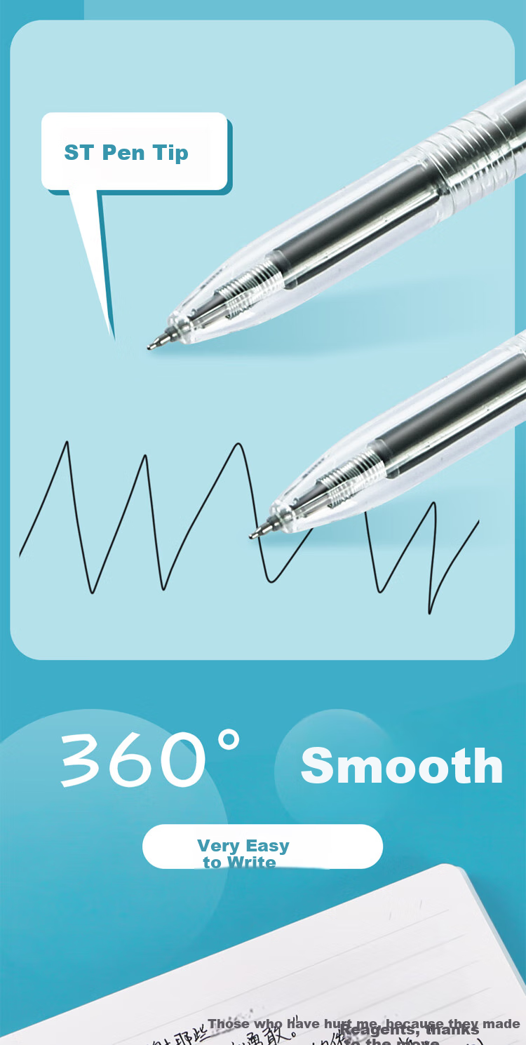 M&G Original Series Quick-Drying Spring Pen, Black ST Tip, Retractable, 0.5mm Office Pen, AGPH7601A, 3 Pcs 2