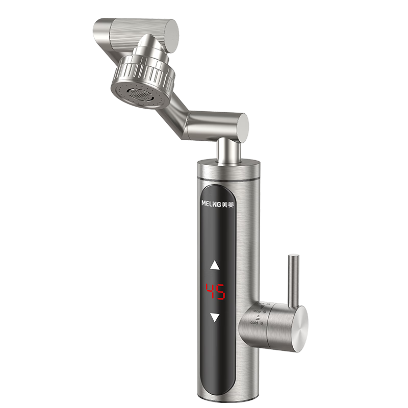 MeiLing Electric Instant Hot Water Faucet Variable Frequency Constant Temperature Stainless Steel Mechanical Arm Faucet Instant Small Kitchen Water Heater Dual Use Hot and Cold Kitchen Water Heater ML