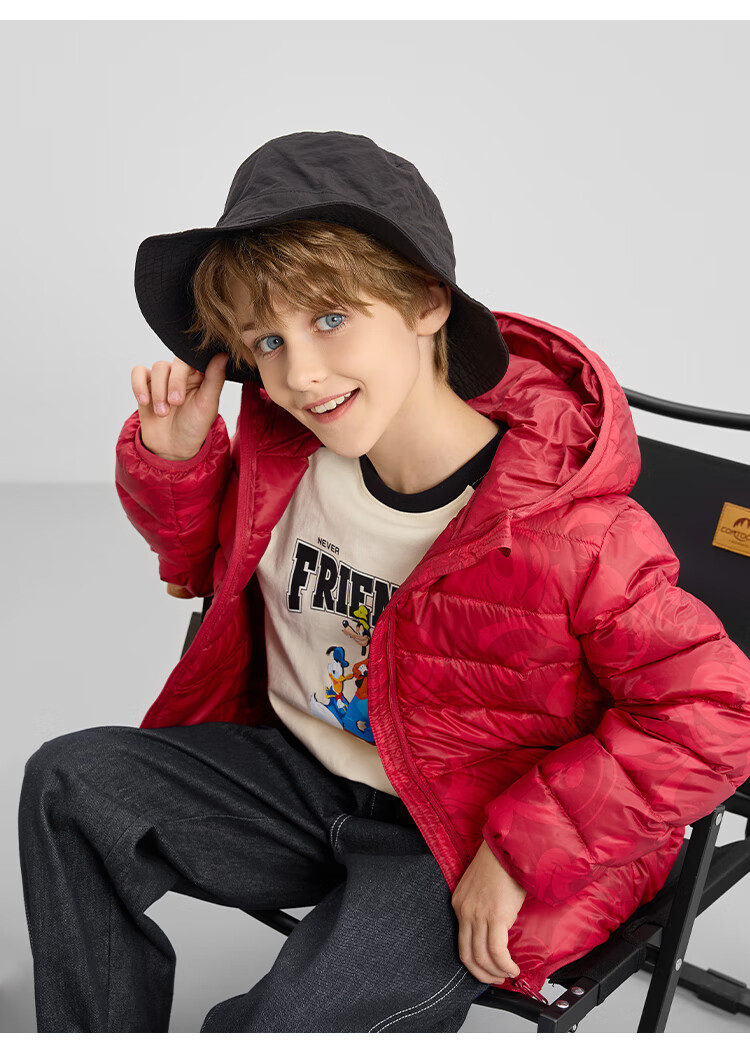 Disney Kids Lightweight Down Jacket 2025 New Autumn Winter Boys Girls Hooded Warm Sports Coat 6