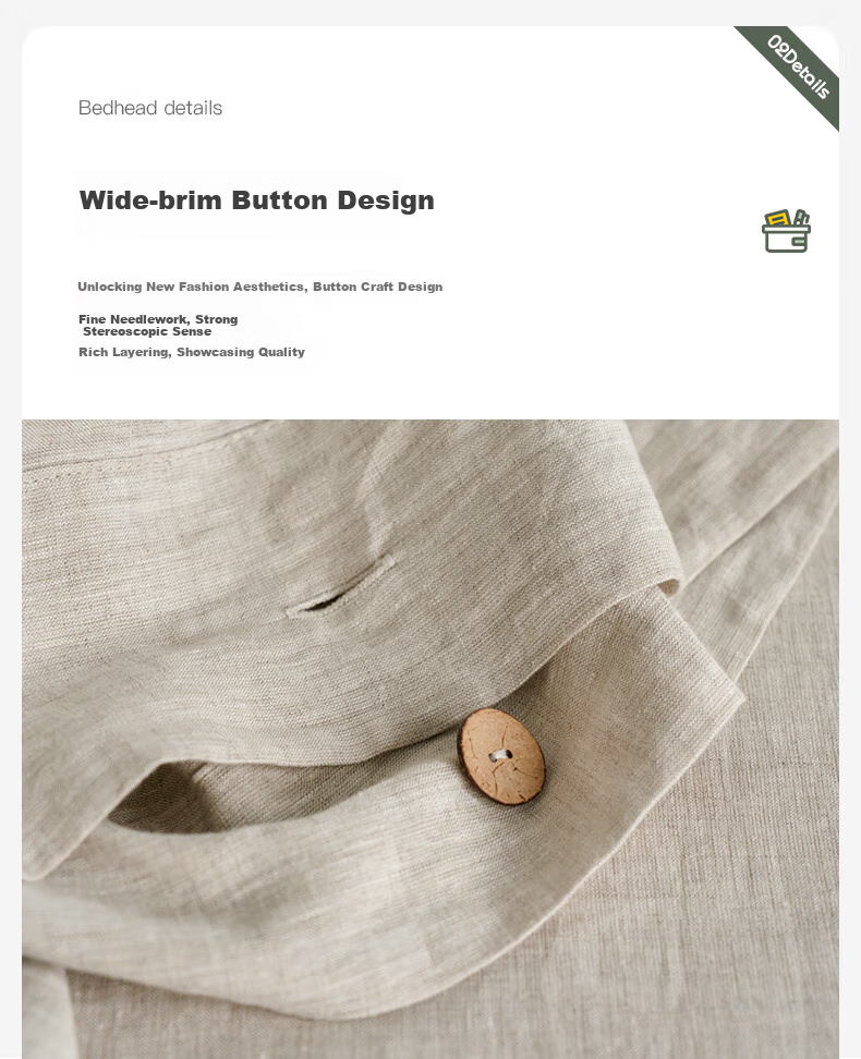 La Torretta Linen Cotton Four-Piece Set, Class A Washed Woven Long-Staple Cotton Duvet Cover Bed Sheet Bedding, 200*230cm 9