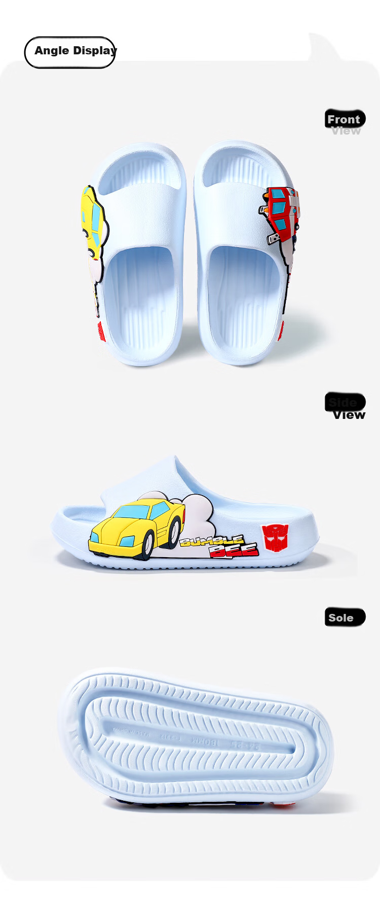 Transformers Children's Slippers for Boys, Summer Style, Non-Slip Soft-Soled Sandals for Toddlers And Older Kids, Yellow, Size 180 6