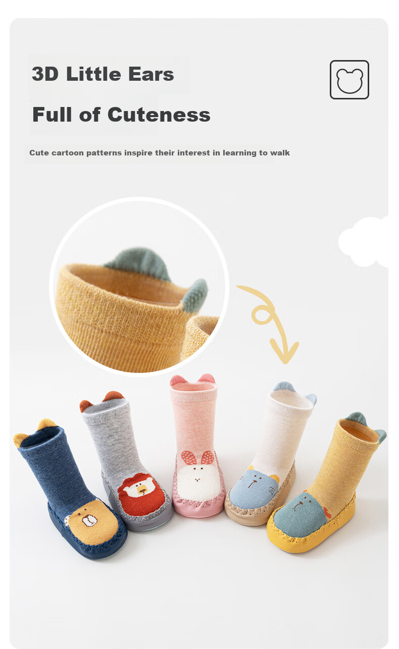 Shubeiyi Baby Socks for Spring And Autumn, Infant Floor Socks, Foot Covers, New Year Children's Walking Socks, Non-Slip And Cold-Proof Socks, Blue, 1-2 Years Old 2