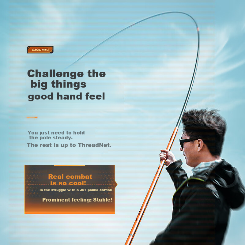 Handing Threaded Steel Second Generation Fishing Rod, 4.5 Meters Hand Rod, Big Fish Fishing Pole, Platform Fishing Rod, Carbon Fiber Fishing Rod, Giant Fish Pole, 4.5m