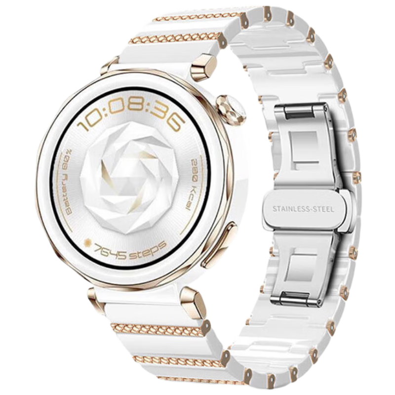 Watchbond Compatible with OPPO Watch X3 Mini, Huawei GT6/GT5/Watch5/GT5Pro Women's 41mm Ceramic Strap, 18mm Strap for GT4 Women's Model