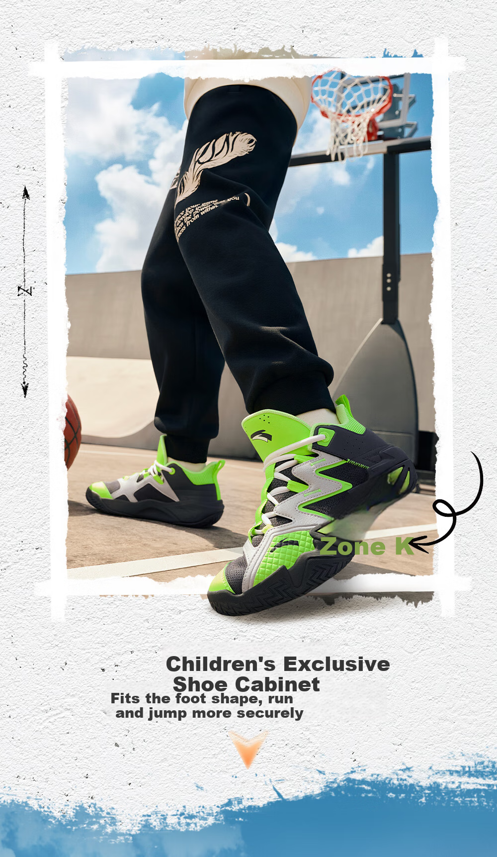 ANTA Children's Sports Shoes for Boys, Big Kids' Size 25, Autumn And Winter Professional Performance Durable Cement Basketball Shoes A12541103 12