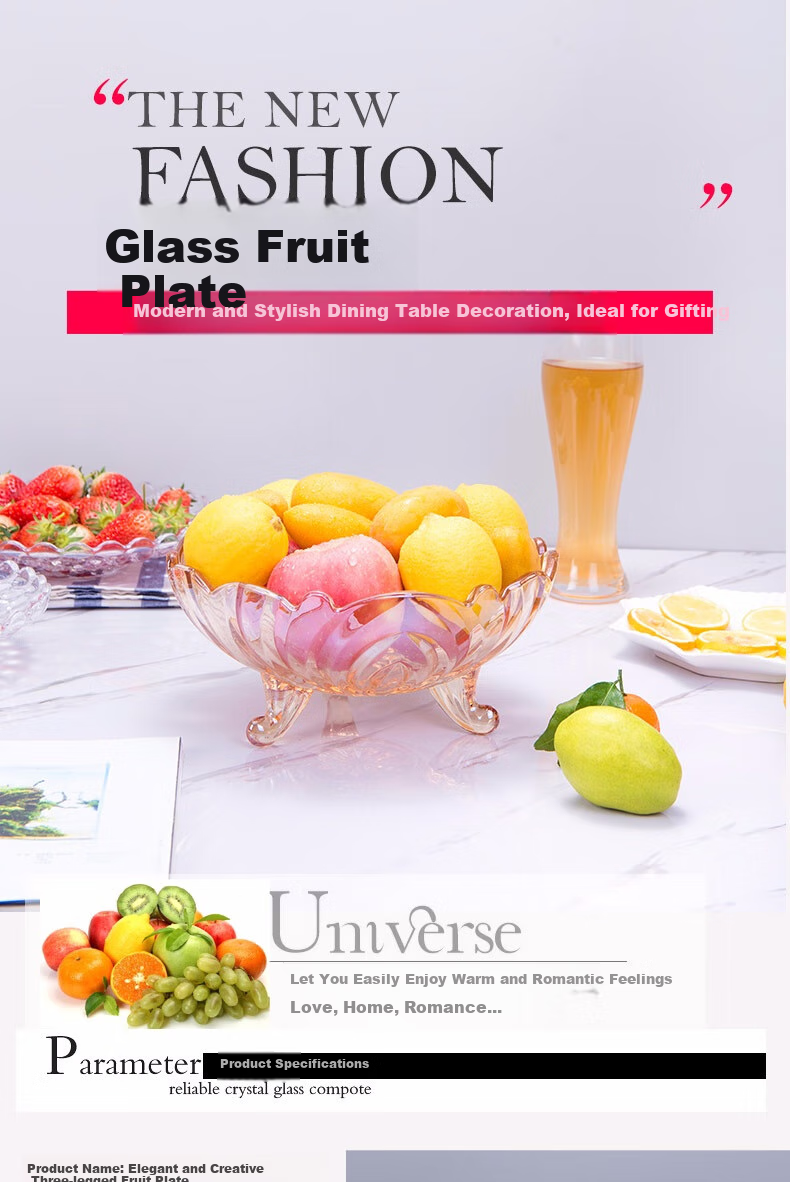 Jieyajie Glass Fruit Plates for Home Use, Large Capacity Serving Trays for Nuts And Snacks, 9.25 Inches, Set of 2 1