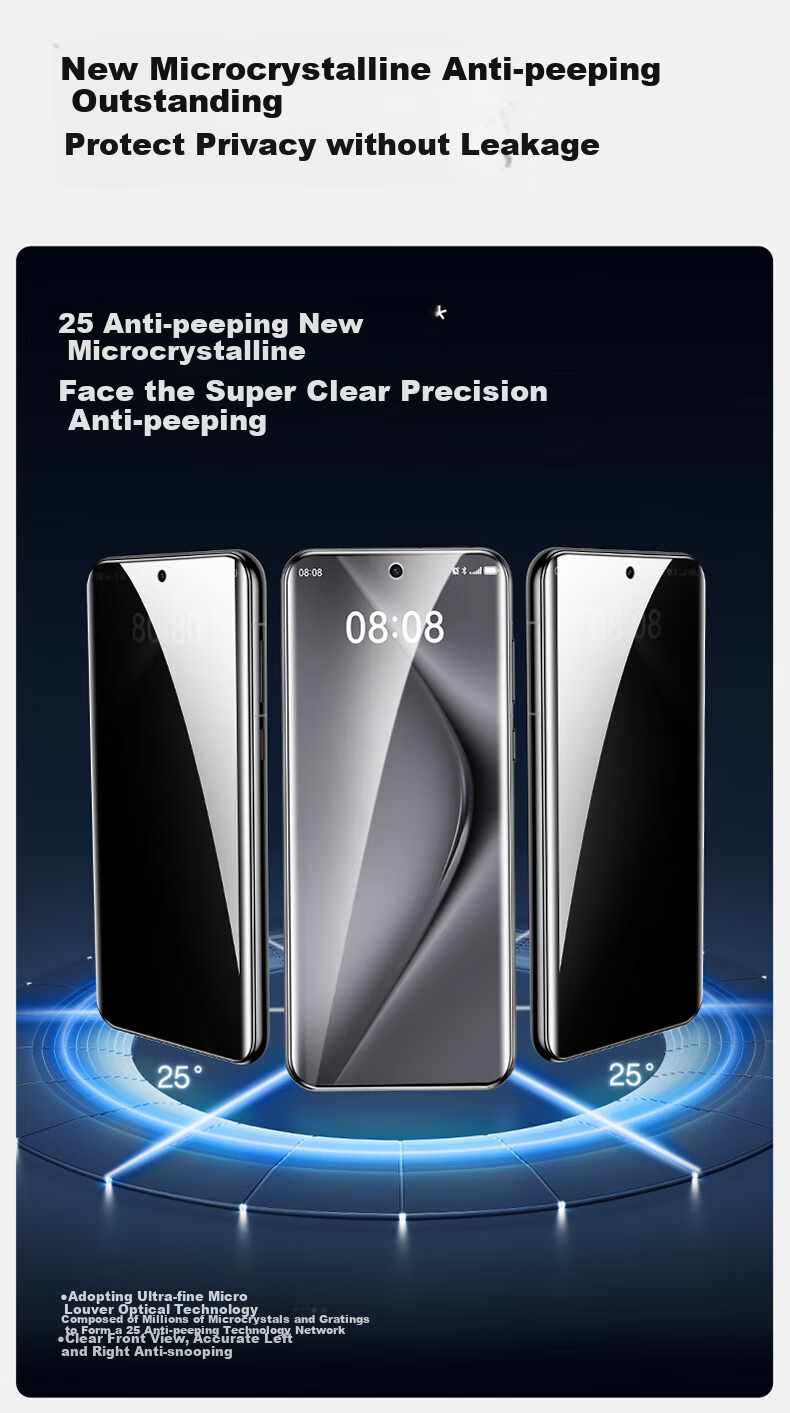 Shanmo Privacy Screen Protector for Huawei Pura70Pro And Pura70Ultra, Easy Installation Microcrystalline Anti-Fingerprint Anti-Drop Touch-Sensitive Scratch-Resistant Protective Film for Privacy Protectio 4