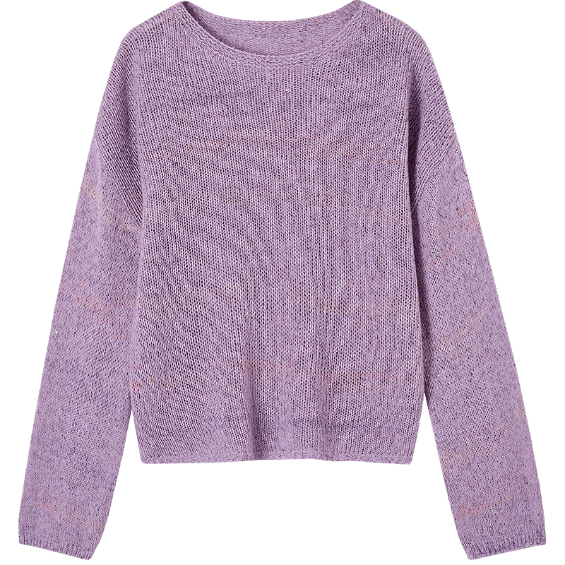 Demana Gradient Irregular Dyed Yarn Sweater with Lantern Sleeves, Autumn Sheep Wool Texture Knit Top for Women