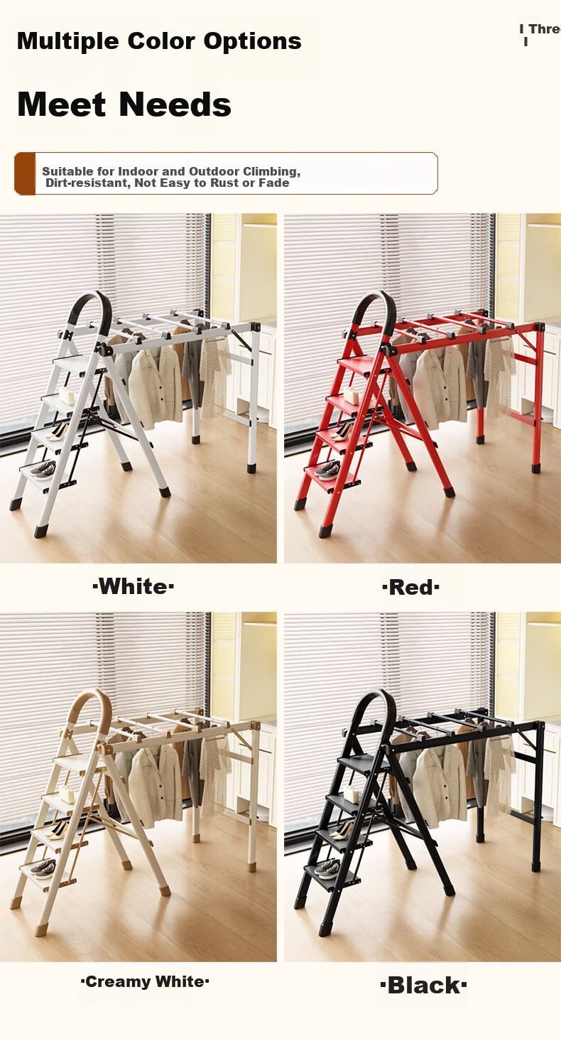 Yilinju Ladder, A-Frame Ladder for Home Use, Foldable Aluminum Alloy Ladder, Clothes Drying Rack with Two-In Desig 14