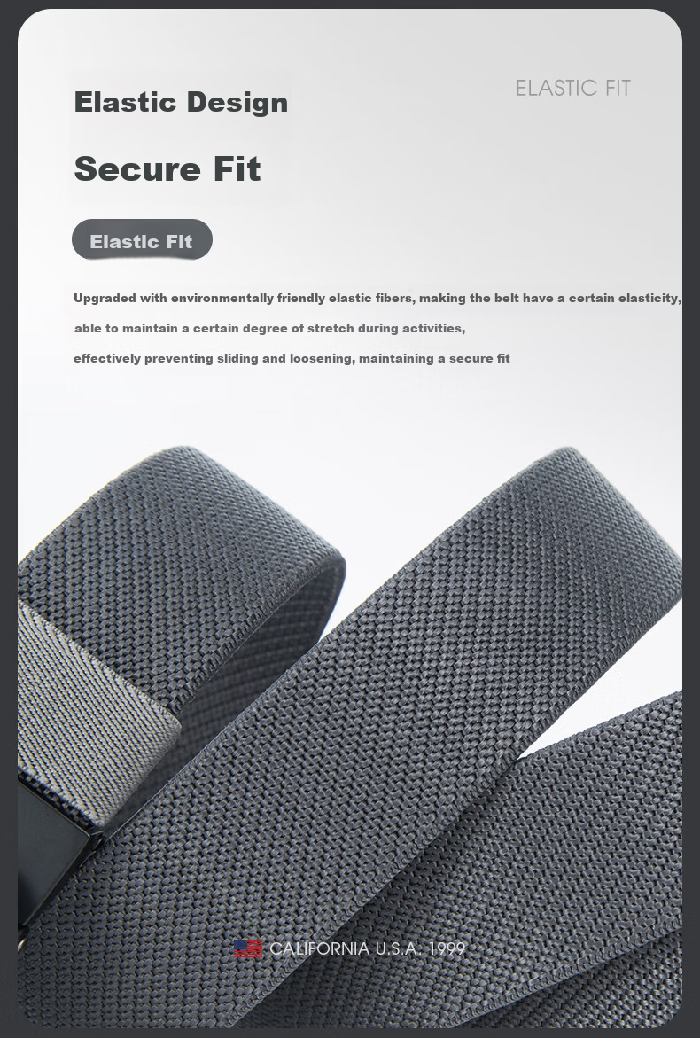 TFO Competition-Grade Automatic Waist Belt, Outdoor Tactical Woven Belt Fashionable Trouser Belt 2802415, Gray 4
