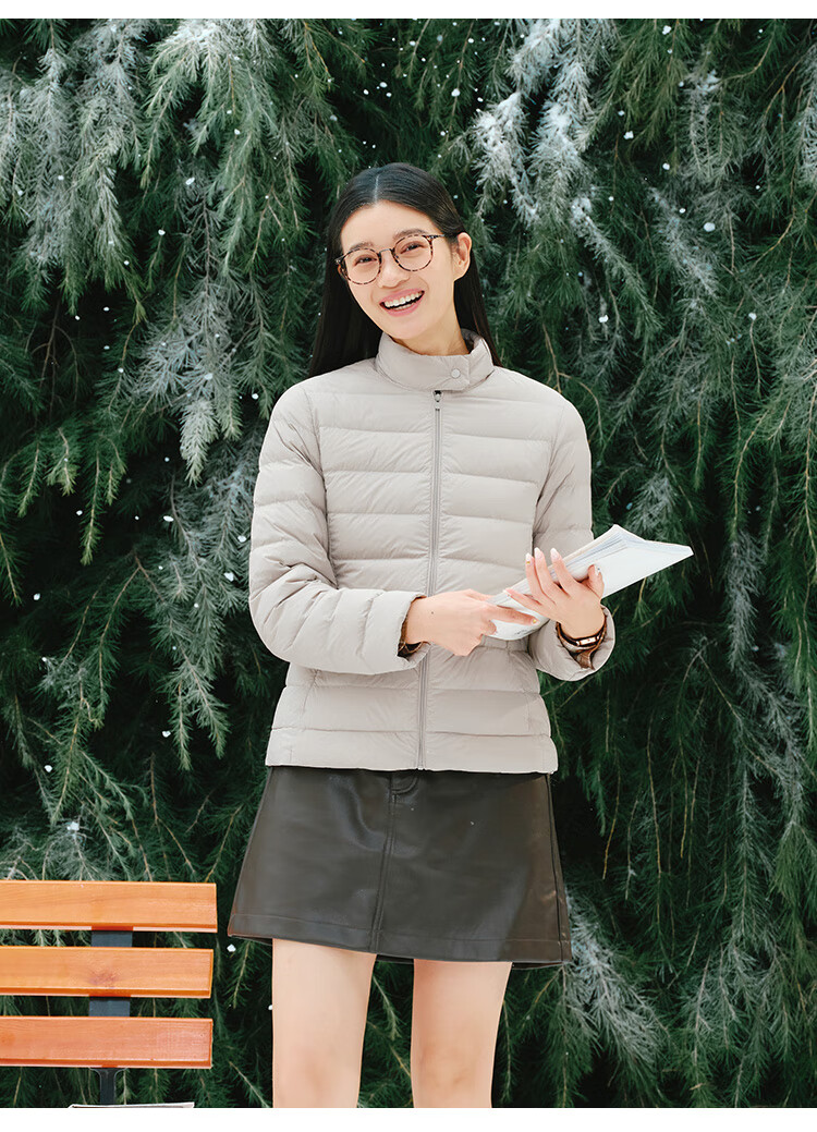 JD Jingzao Women's Lightweight Down Jacket Fashion Versatile Winter 2025 Thick Warm Coat Soft Mist Gray XL 28