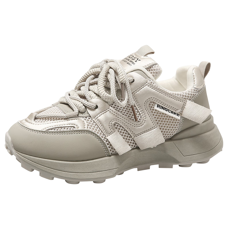 CARTELO Women's Chunky Sneakers, Spring Sports Casual Shoes, Height-Increasing Running Shoes for Women, 1510 Beige, Size 36