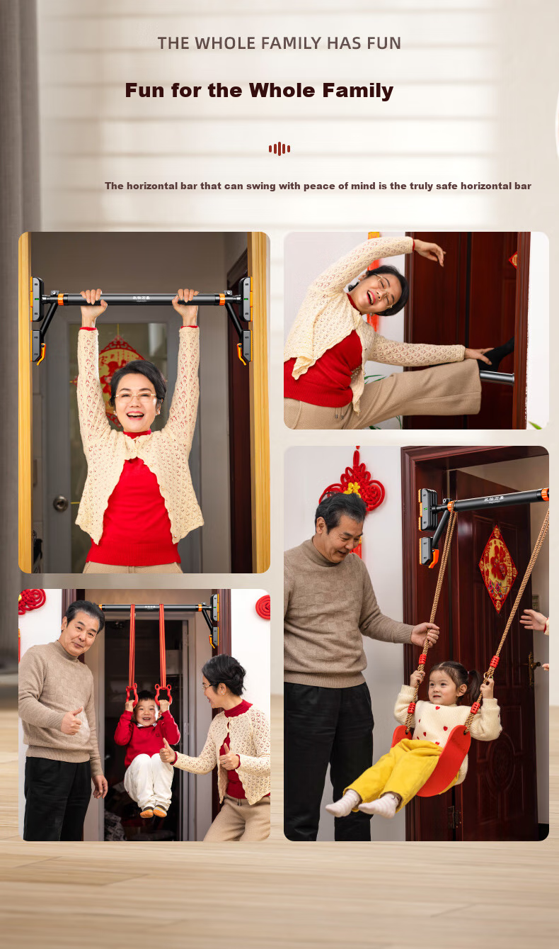 Xinyiwanjia Single Bar Home Pull-Up Bar Indoor Children's Swing Fitness Equipment Family Door-Mounted Hanging Bar for Herniated Disc 16